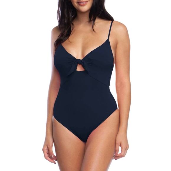 Womens Trina Turk Black Getaway High Leg‎ Maillot One Piece Bathing Suit Size 4 - Picture 1 of 9